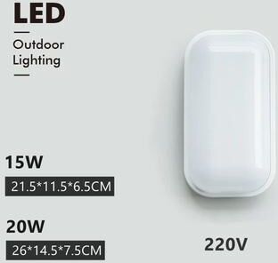 Inspire Curations AquaShield Waterproof LED Wall Lamp 15W 20W Outdoor Surface Mount Light round Rect. 20w Natural Light
