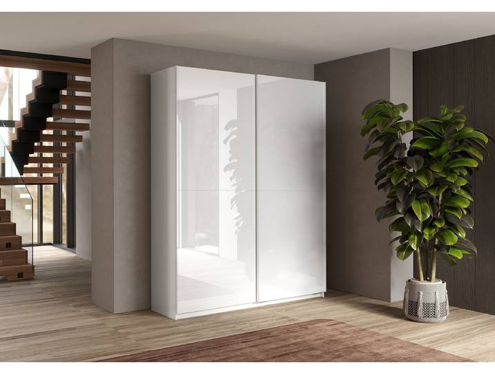 Schwebetürenschrank Swing 180cm Weiß ohne Spiegeltür/-en