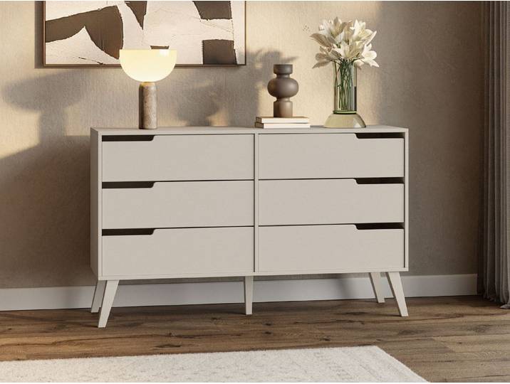 Compleo Kommode mit 6 Schubladen, Japandi Design, Sideboard mit 6 Schubladen MONIS
