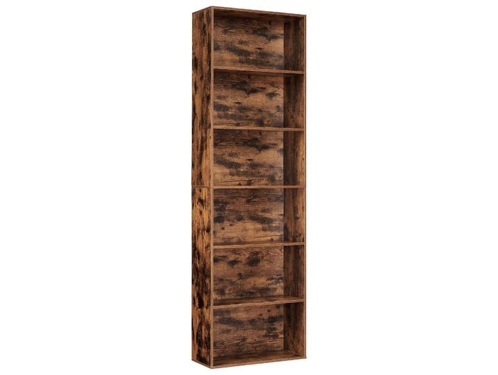 Bibliothèque haute à 6 étagères, bibliothèque en bois de 71,4''H de style industriel rustique pour bureau à domicile, organisateur de rangement robuste à 6 niveaux