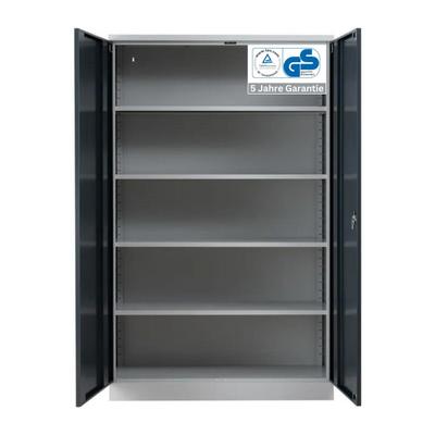 PROREGAL Stahlschrank BEE mit 6 lackierten Fachböden | HxBxT 195x120x60cm | Grau-Anthrazit | Werkstattschrank Werkzeugschrank Aktenschrank