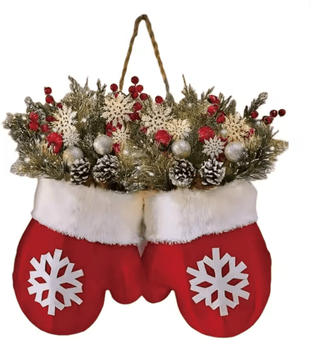 Inspire Essentials GloveBloom Christmas Floral Garland Creative Glove Shaped Wreath For Door And Window Decor without Light