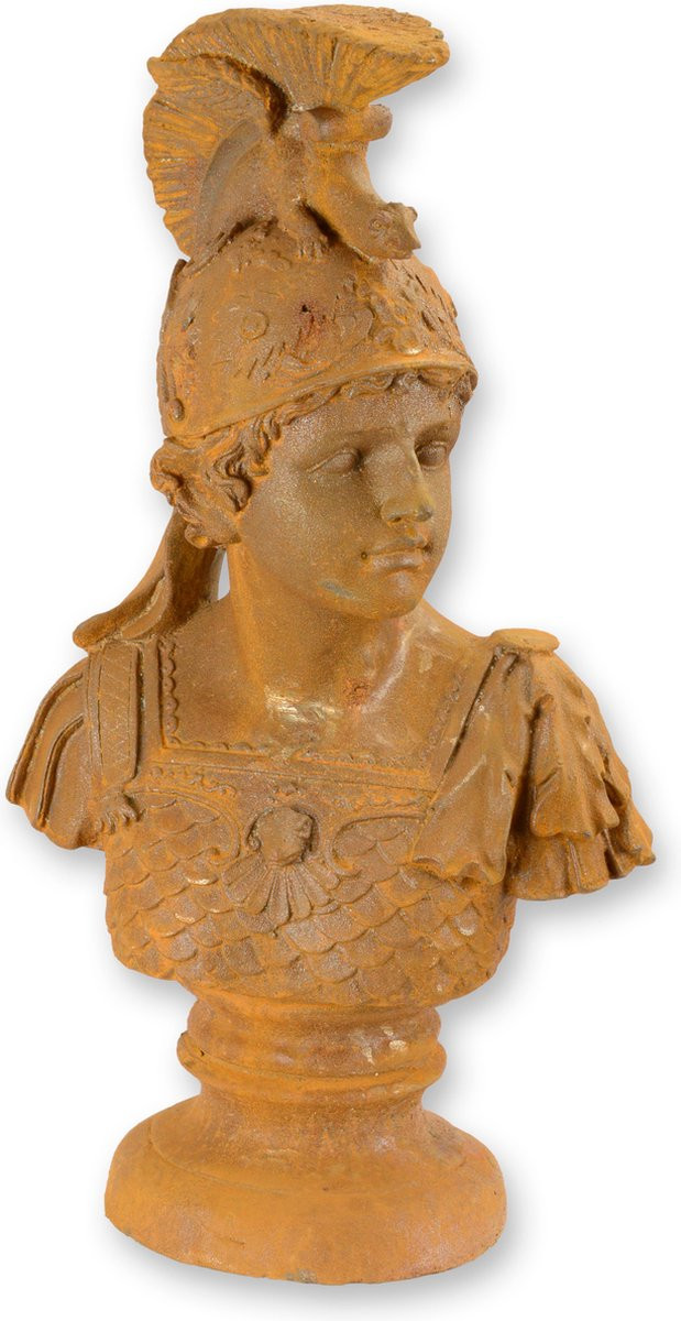 VntiQue Buste Romeinse legionair van gietijzer – Antiek decoratief beeld van een Romeinse soldaat voor op een tafel of bureau