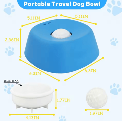 Inspire Picks Enrichment Ball Roll Slow Feeder Dog Bowl For Yogurt & Liquid Treats y blue