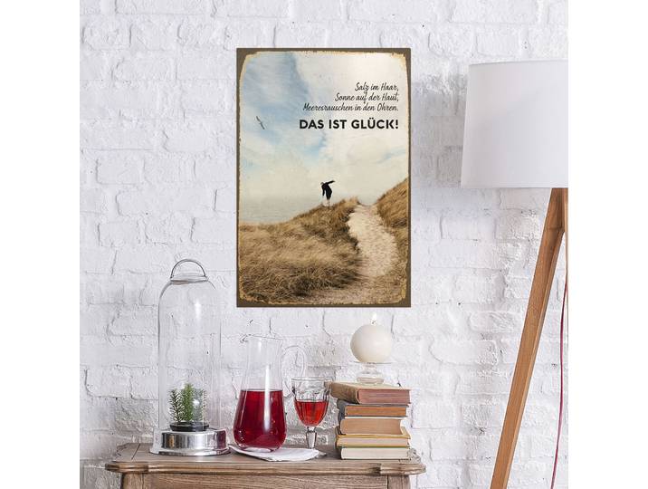 Metallbild QUEENCE Meeresglück , beige (farbe bild(er): beige), B:20cm H:30cm, Metall, Stahl, Bilder, Metallbild, Stahlschilder