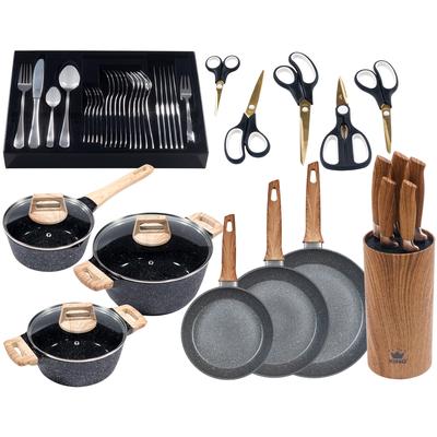 Topf-Set KING "Essential 21", grau, Töpfe, Holzoptik, Induktion