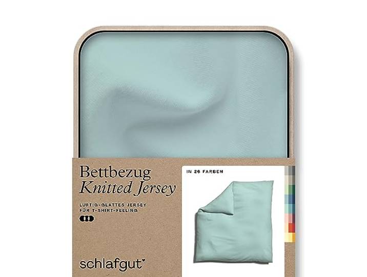 schlafgut Knitted Jersey Bettwäsche 240x220 cm Bio-Baumwolle, Petrol Mid