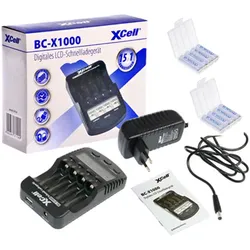 Schnellladegerät mit LCD-Display + 8x eneloop AA Mignon + 2x Akkubox
