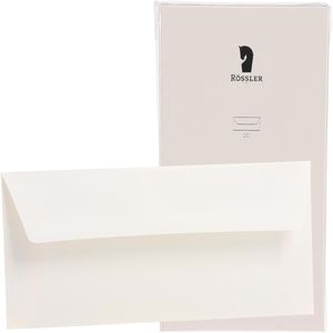 Rössler-Papier Briefumschläge Satin, weiß,DIN lang, ohne Fenster, nassklebend, 100g/m², 20 Stück