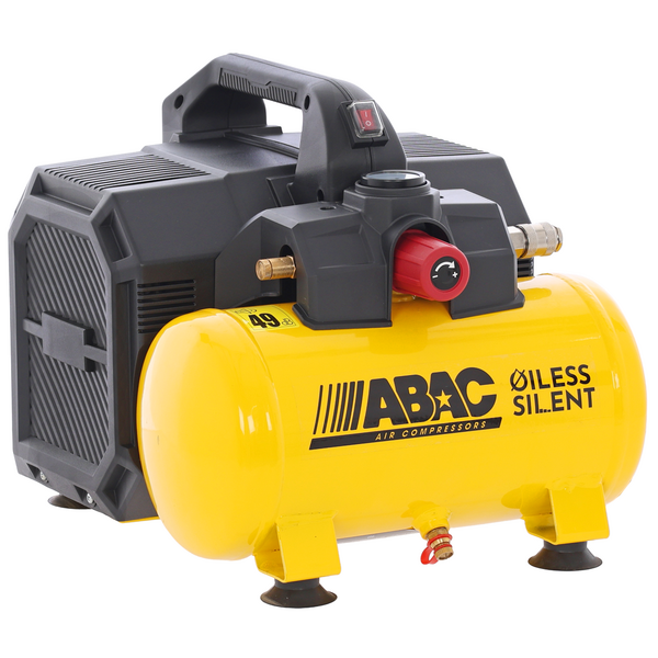 ABAC Start Xt Sil 07 Yellow  Geräuscharmer, ölfreier, einphasiger, tragbarer Elektroluftkompressor  Motor 0,75 HP  6 l