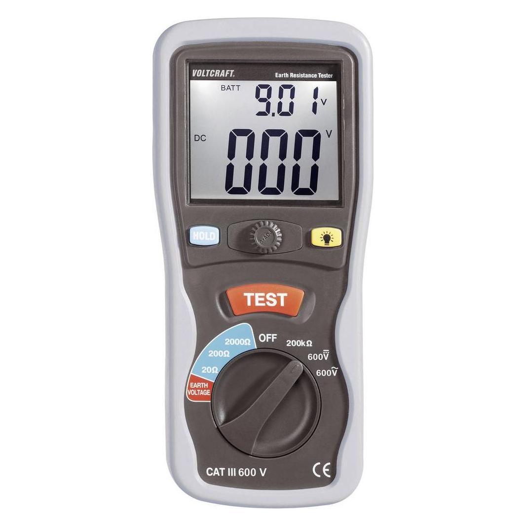 Voltcraft Digitaler Erdungsprüfer (CAT III 600V, Hand-Multimeter) (ET-02)