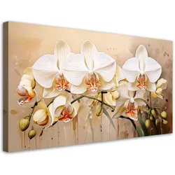 LEINWANDBILD Orchideen Blumen Botanik 100x50cm