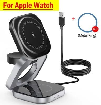 Inspire Curations 30W Foldable 3 In 1 Wireless Charging Station Magnetic Fast Charger For IPhone, Apple Watch & AirPods black 2