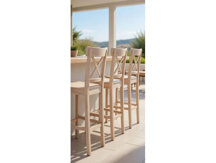 Xlmoebel Barhocker Beiger Holz-Barhocker im modernen Design für Küche und Bar (1 St., 1x Barhocker), Made in Europa