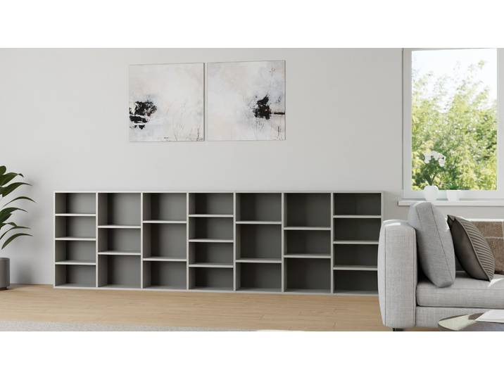 Niedriges Bücherregal nach Maß - Sideboard mit vielen Optionen Premium Dekore Grau