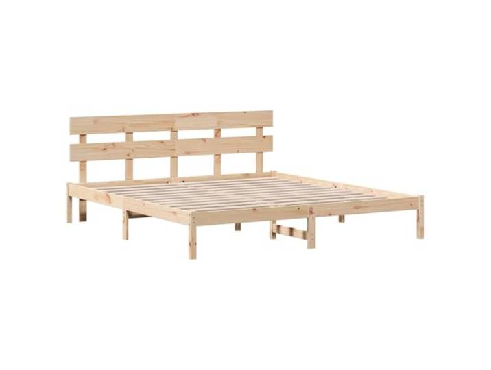 PUGYNBK Bettgestell Braun 200 x 200 cm Massivholz Kiefer Kopfteil im Lieferumfang enthalten, modernes Design, robust und langlebig, einfache Reinigung