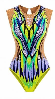 LightInthebox Figure Skating Leotard Women's Ice Skating Figure Skating Leotard BlueGreen Patchwork Stretchy Training Competition Skating Wear Classic Crystal / Rhinestone Sleeveless Ice Skating Figure Skating
