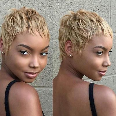 kurze Pixie schneidet Haare Perücken Afroamerikaner kurze Perücke weibliche Frisuren