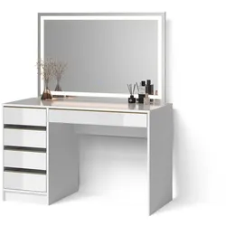 SCHMINKTISCH Imola, Weiß/Gold, 120 cm mit LED-Spiegel