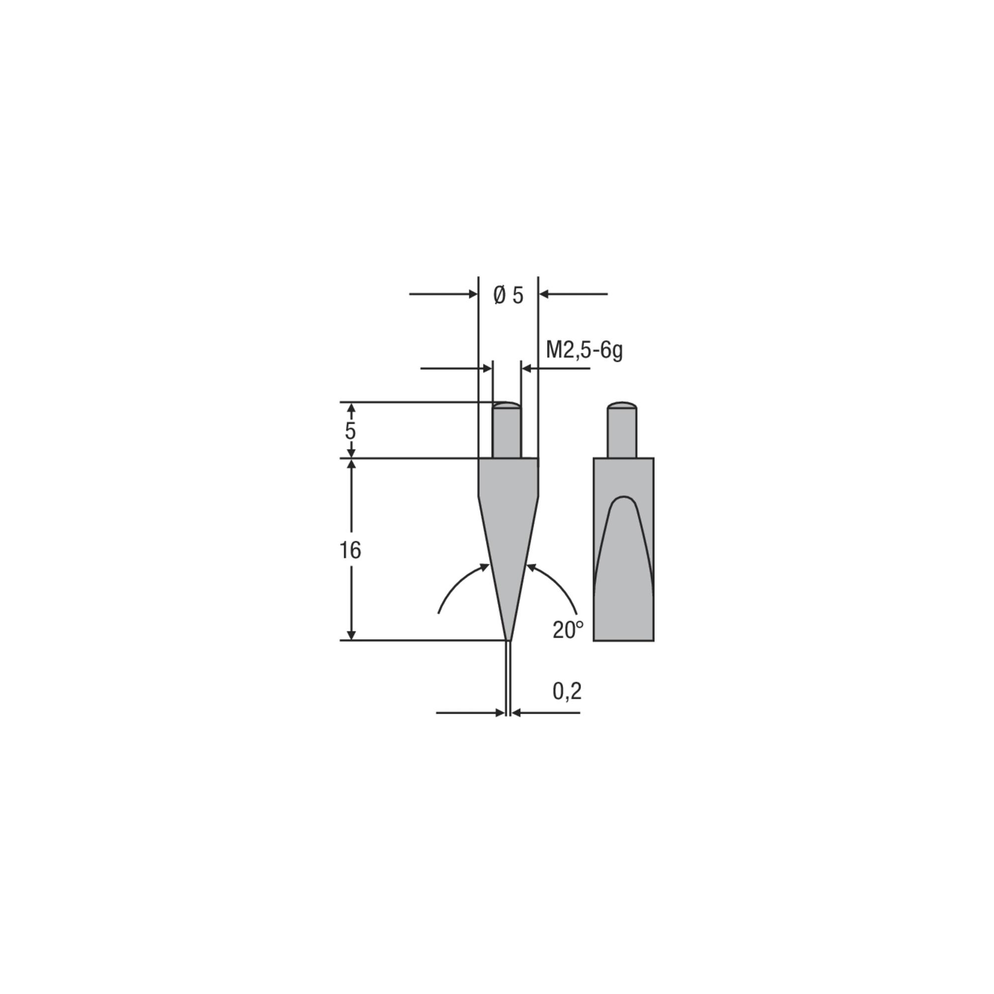 Helios-Preisser HM-Messeinsatz M2,5mm 20G Keilform Fläche 0,2mm (0710292)