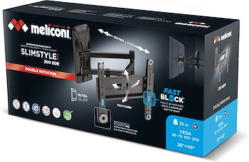 Meliconi SLIMSTYLE PLUS 200 SDR STAFFA TV SUPPORTO DOPPIO BRACCIO 26/45" FINO A 25 KG