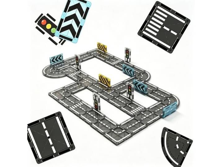 Relaxdays Set de routes magnétiques pour enfants