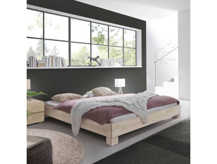 Bett Alicante Buche Massivholz ohne Kopfteil 160x200cm modern, Ohne