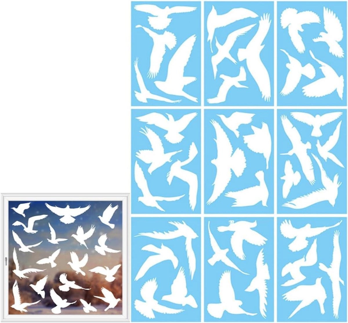 37 stuks Raamstickers Vogels - Transparante Botsing Stickers voor Vogelbescherming - Herbruikbaar zonder lijm