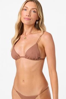 O'Neill s Shorebreak Rib Tanning Triangle Bikini Top in Carob Brown, Size XL, Elastane/Polyester