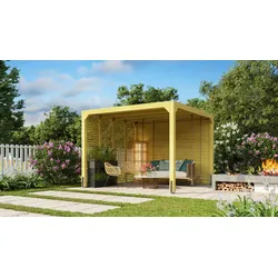 Karibu Pavillon naturbelassen 3,2 x 3,2m Leimholz