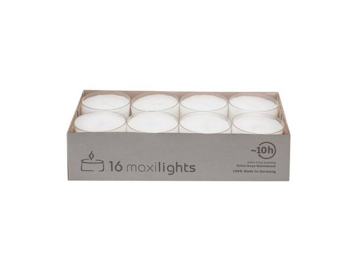 Maxi Teelichter 56 mm, 16 Stk. weiss