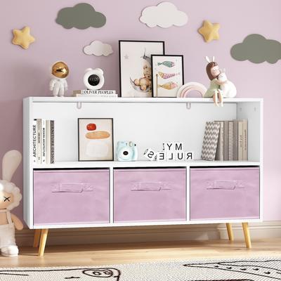 HOMYLIN Homy Lin Kids Bookcase with Collapsible Fabric Drawers, Children's Book Display, Toy Storage Cabinet Organizer