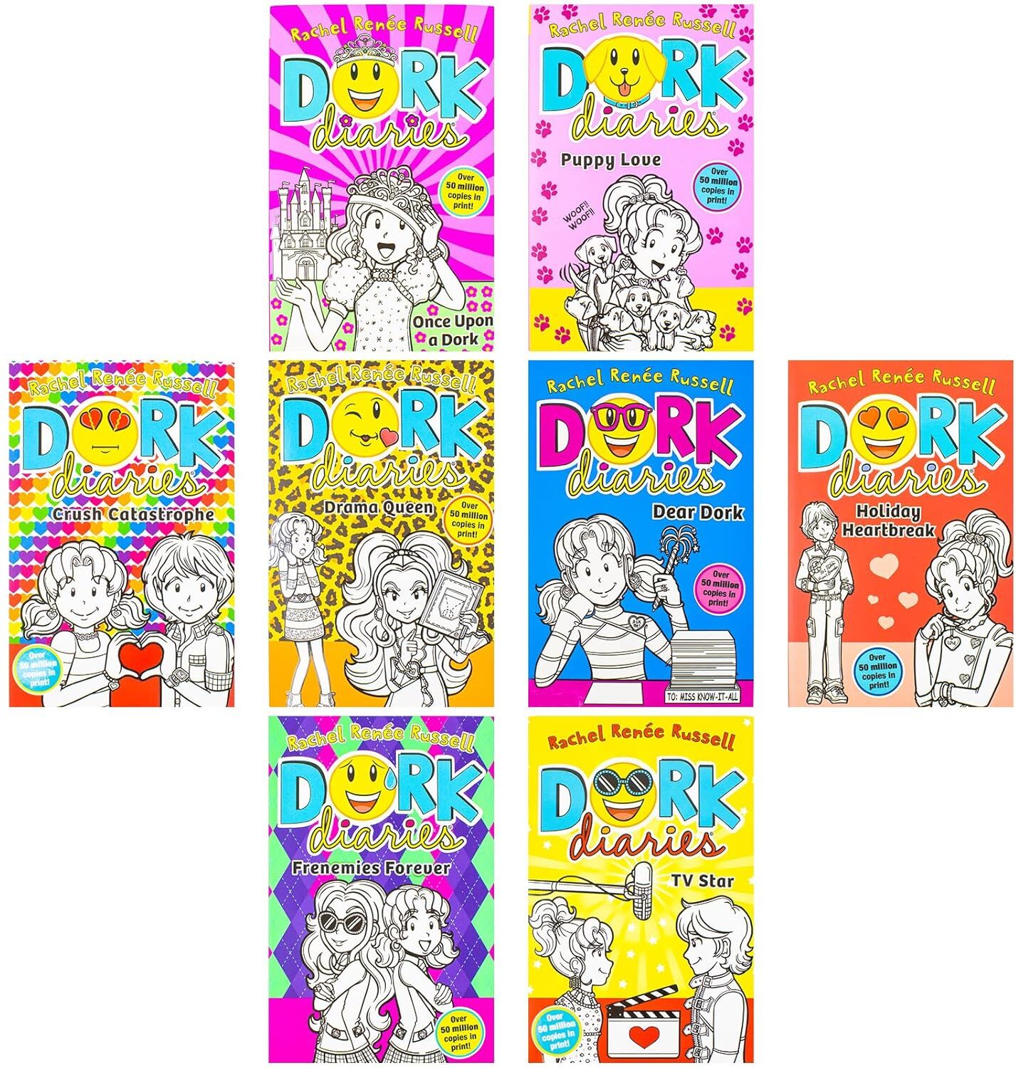 Simon & Schuster Dork Diaries 8 Books Collection Set by Rachel Renée Russell - Paperback - Ages 8-12 - Funny Diary-Style Fiction Gift Set