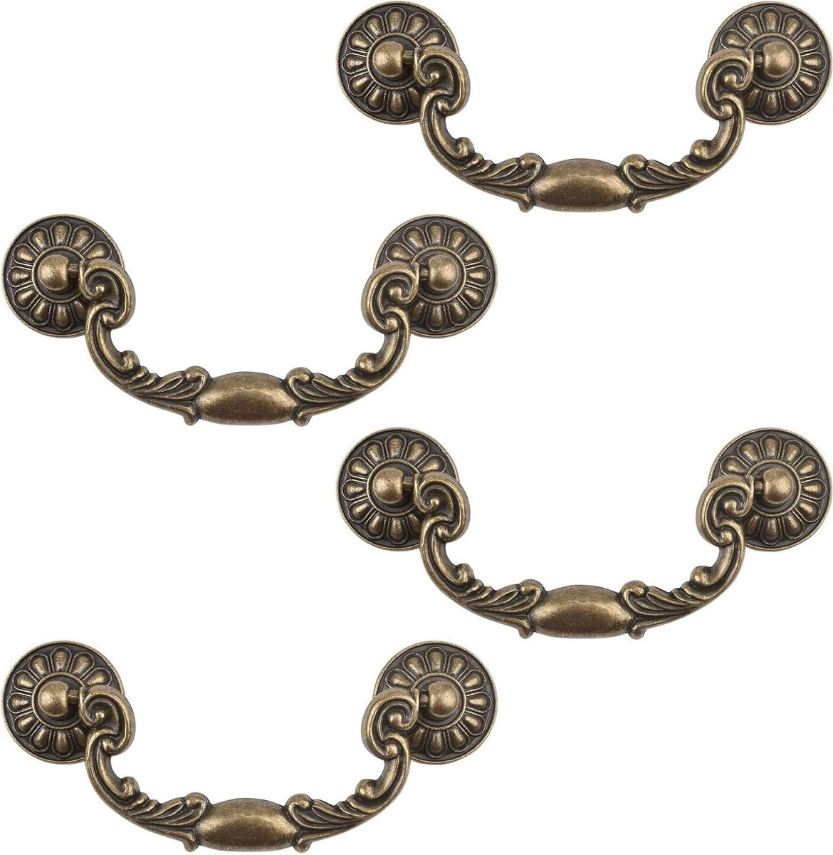 Allecto Premium Set van 4 Antieke Vintage Bail Drop Kastknoppen voor Keukenkasten