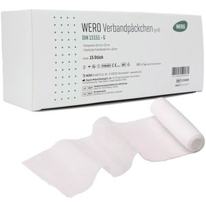 Wero Verbandpäckchen DIN 13151 G, steril, 10 x 12cm, 15 Stück