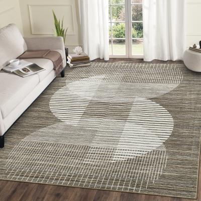 Garvee Washable Semicircle Geometric Stripes Area Rug