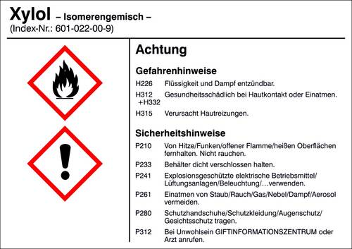 SafetyMarking 21.B1200.22 Gefahrstoffetikett G022 Xylol, Isomerengemisch Folie selbstklebend (B x H) 105mm x 74mm 1St.
