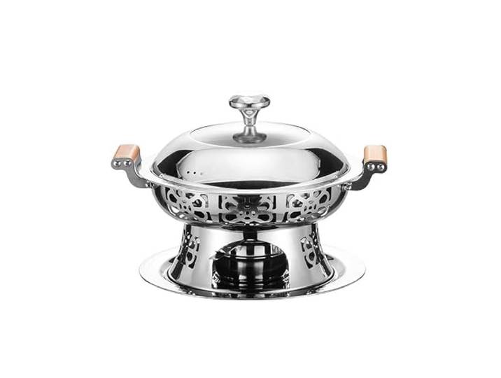 Chafing Dishes for Buffet rund aus Edelstahl Buffetherd Chafing Dish-Set for Zuhause, Partys, Catering, Veranstaltungen, Pot Shabu(Silver)