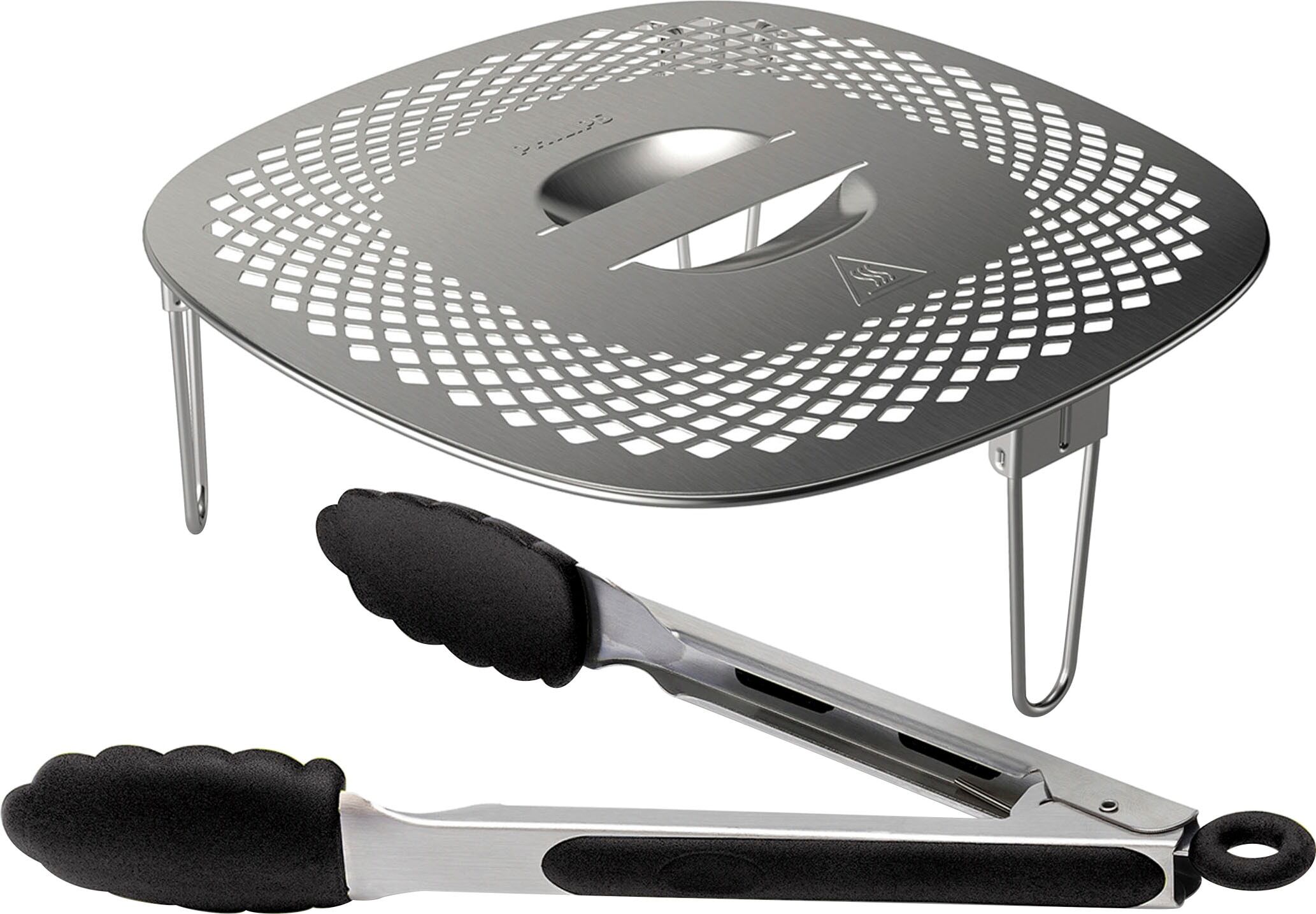Philips Grillpfanneneinsatz "HD9954/01 Snack Profi-Kit", schwarz (schwarz, grün), B/H/T: 8cm 22cm x 22cm, Backbleche, Snackdeckel+ Zange für Airfryer XXL HD96XX, HD97XX, HD98XX, Grillpfanneneinsatz schwarz, grün B/H/T: 8cm 22cm x 22cm
