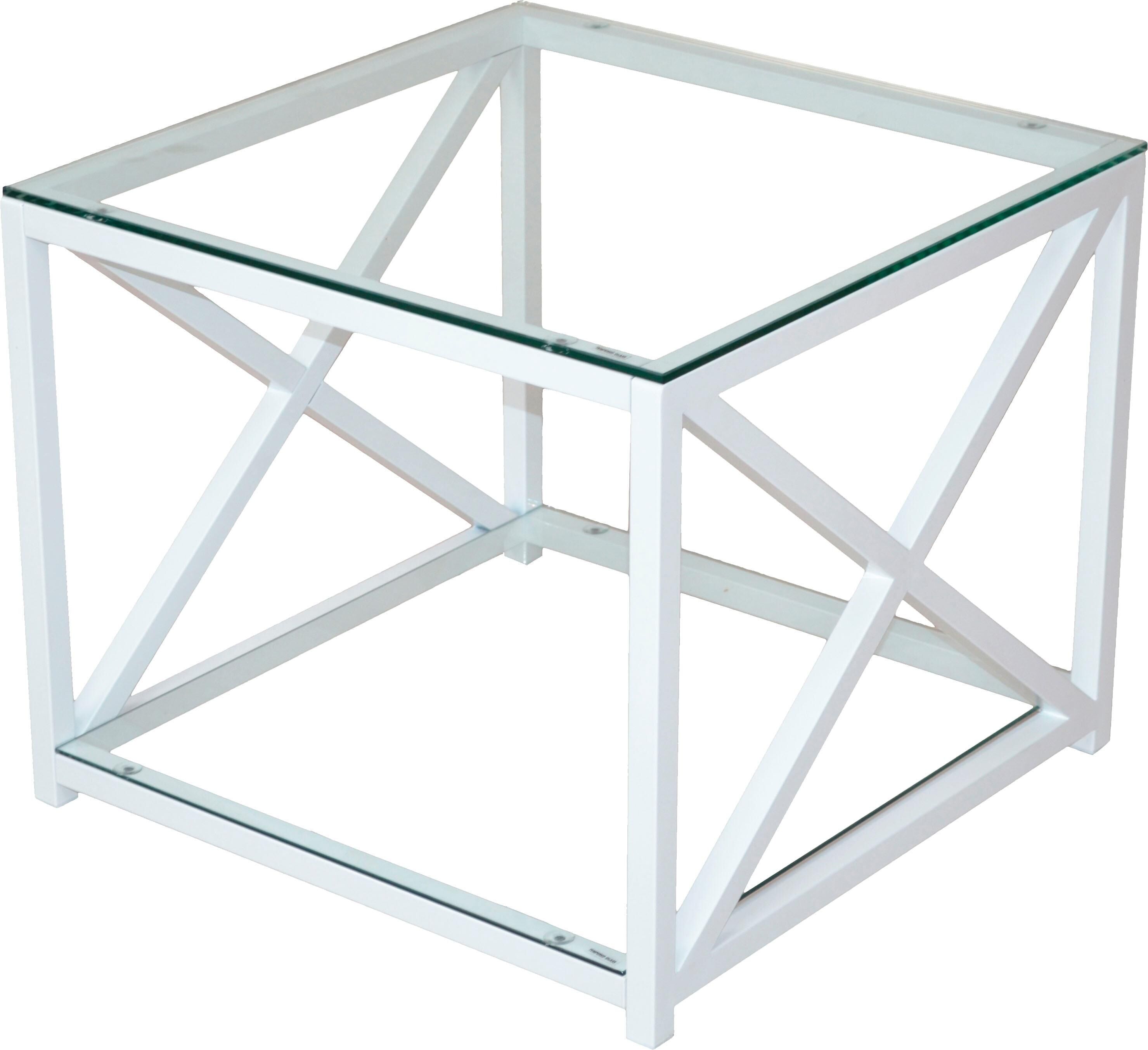 Beistelltisch HOME AFFAIRE, weiss (weiß), B:60cm H:50cm T:60cm, Eine ansprechende Bereicherung für das Wohnzimmer ist der dekorative Beistelltisch von Home affaire. Optisch zeichnet er sich durch eine schlichte Linienführung und die seitlichen Kreuzstrebe