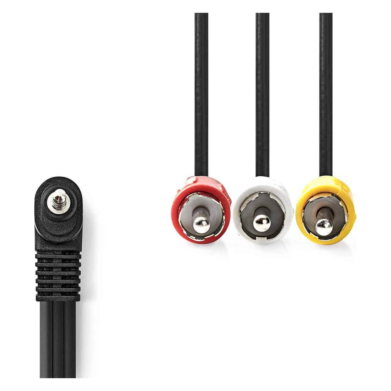 Nedis Audio-Video-Kabel | 3.5 mm Stecker | 3x Cinch-Stecker | Vernickelt | 1.00 m | Rund | PVC | Sch (1 m, Cinch Kabel) (CVGL22400BK10)