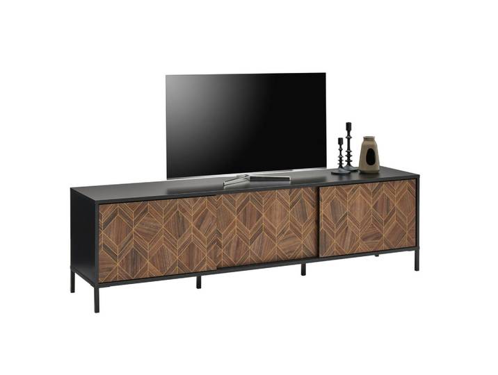 Hom`in Lowboard, Schwarz, Gold, Metall, 187.8x54x42 cm, Typenauswahl, stehend, Wohnzimmer, Wohnwände, Lowboards, Lowboards stehend