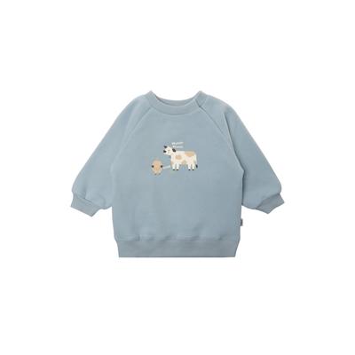 Sweatshirt LILIPUT "Bauernhof", Jungen, Gr. 134/140, blau (hellblau), 80% Baumwolle, 20% Polyester, bedruckt, normal, Rundhals, Sweatshirts Sweatshirt, mit niedlichem Tierprint