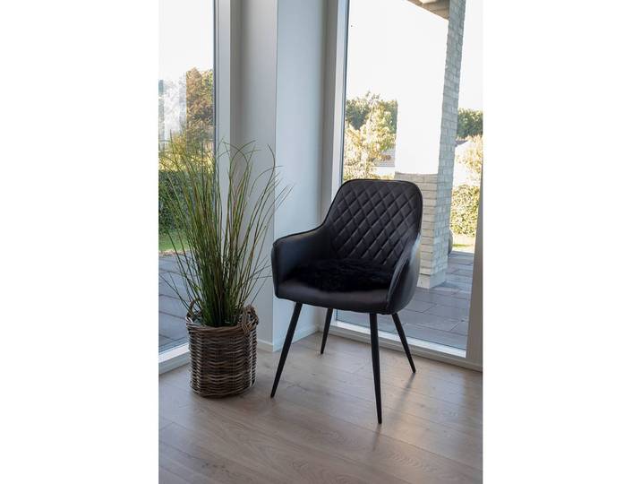 home24 Zitkussen Lambskin zwart/zwart 35 x 35cm Lamsvel
