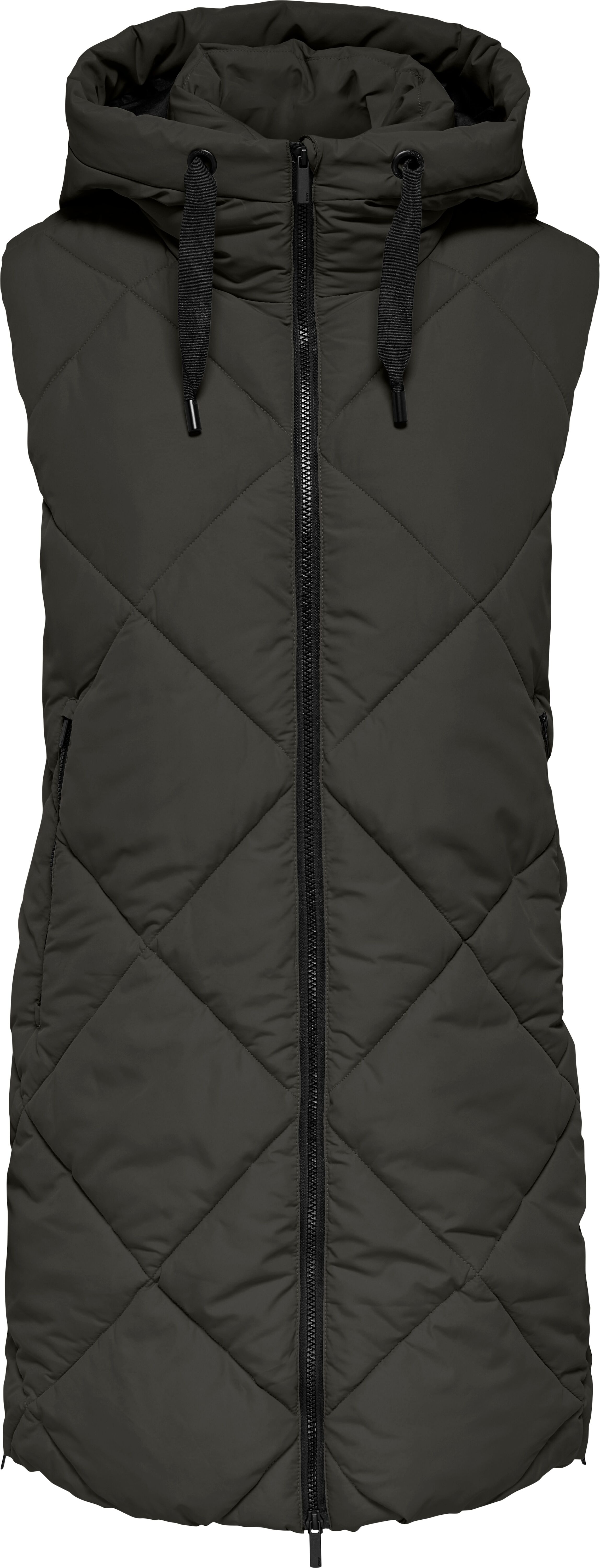 Steppweste ONLY "ONLMAGGI HOOD WAISTCOAT CC OTW", Damen, Gr. M, peat, Steppware, Obermaterial: 100% Polyester, unifarben, Po-bedeckend, Westen Steppweste, Kunstfaser peat M
