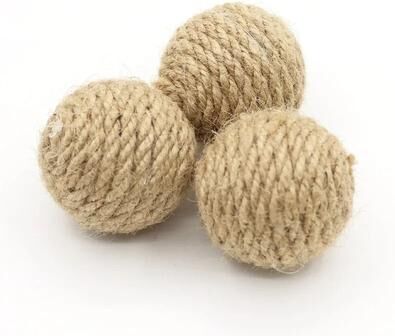 Uplifted Finds Natural Sisal Scratch & Roll Bell Balls 3 Pcs