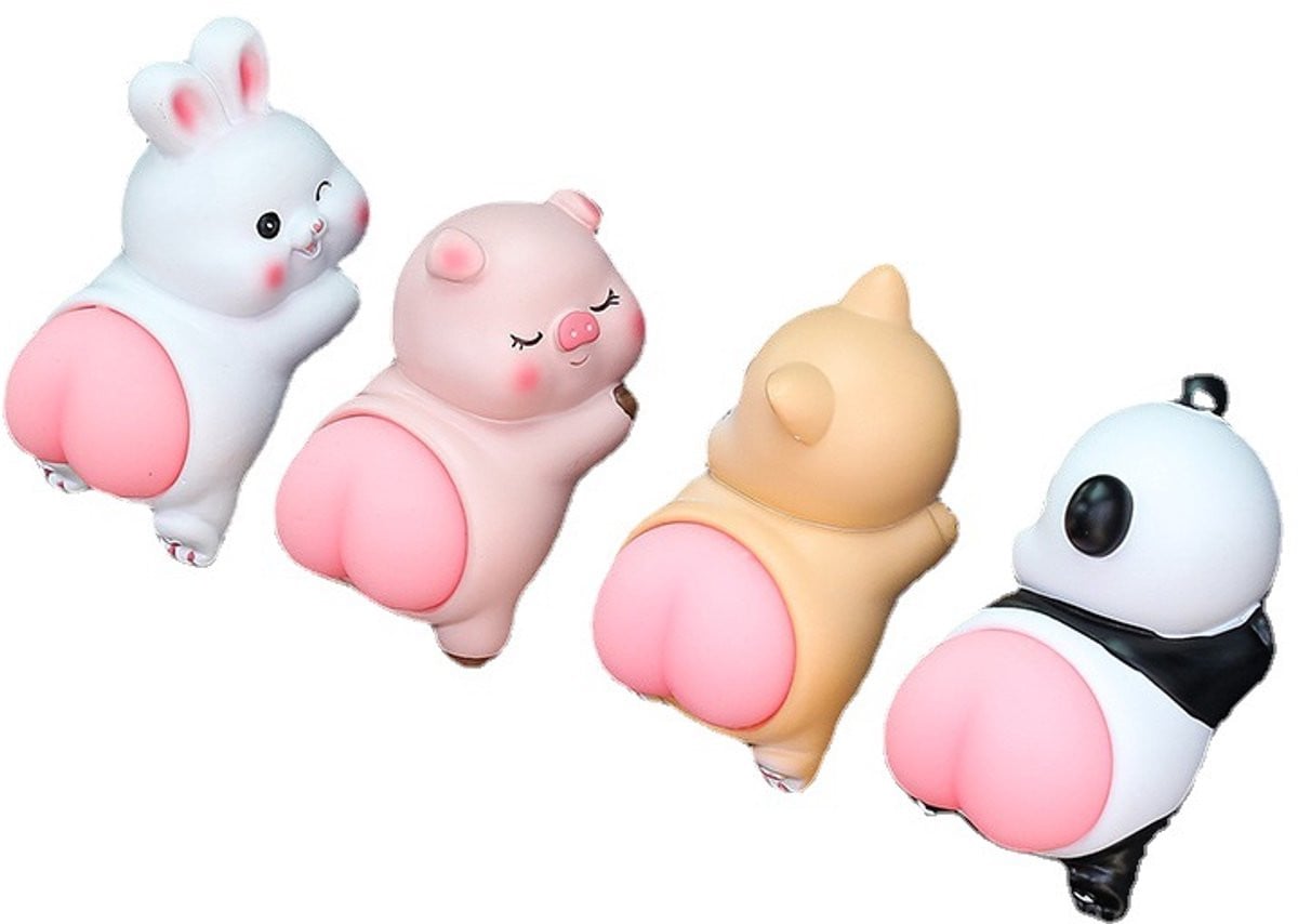 Set van 4 Squishy Anti-Slip Dier Figuren voor Dashboard Decoratie