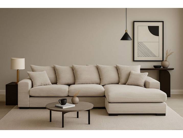 Kaiser Möbel Ecksofa Sofa L-form, Couch L-form Gabon stoff Zoom Ottomane