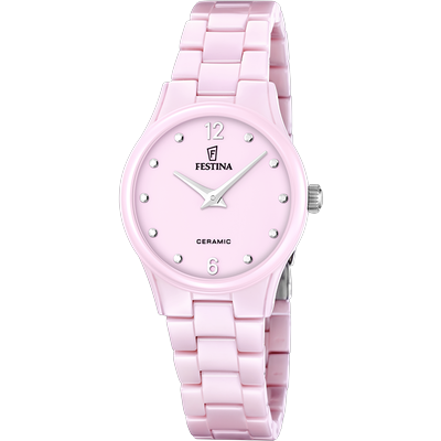 Keramikuhr FESTINA "Ceramic", rosa (rosa, rosa), Armbanduhren, Damen, Quarzuhr, Armbanduhr, Damenuhr, Keramik, analog