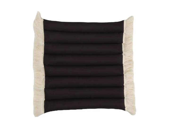 Garden Glory Coussin de siège Garden Glory à franges Noir, frange offwhite, 38x40 cm